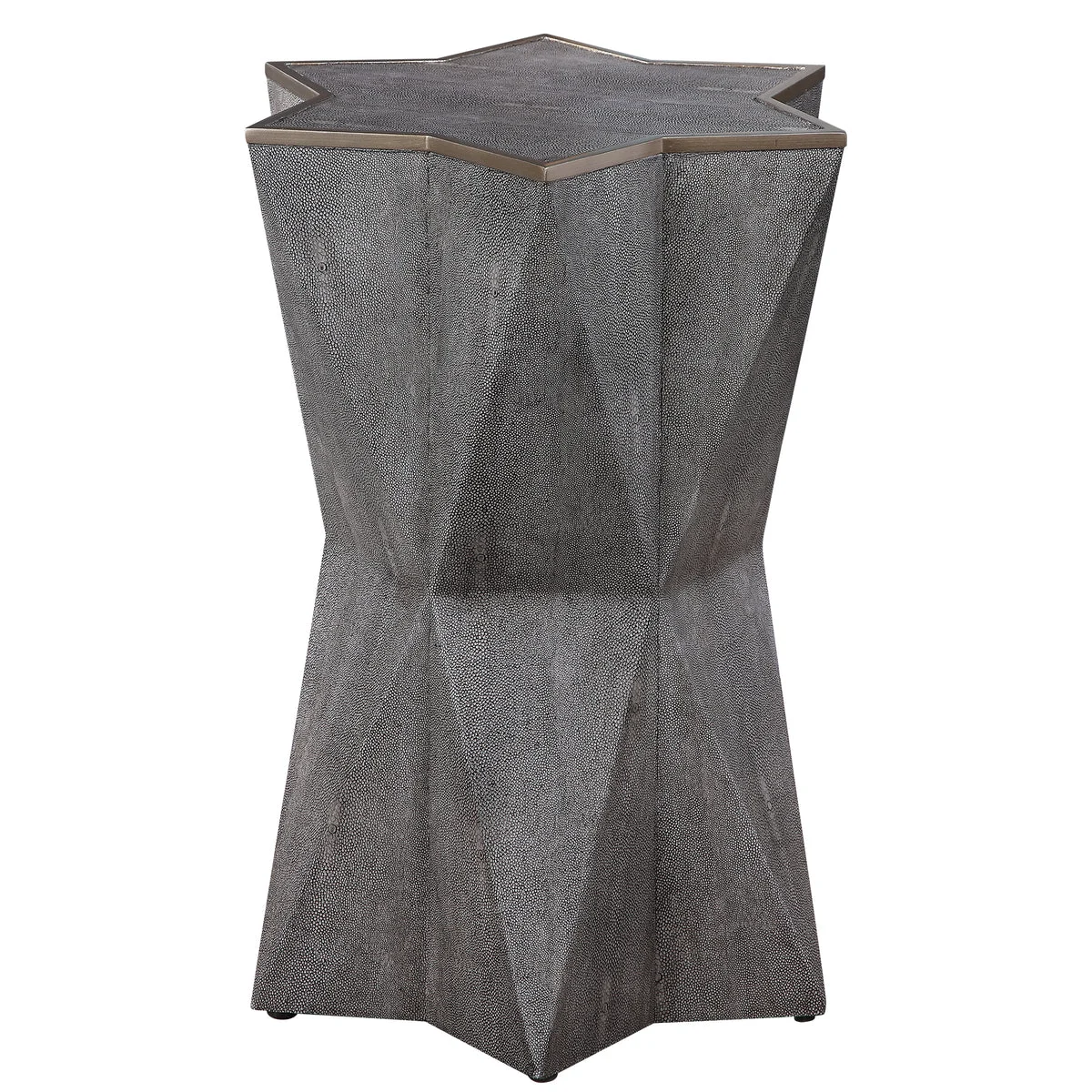 Uttermost Star-Shaped Accent Table – Faux Shagreen & Gold Trim