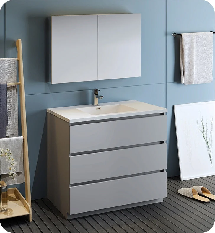 Fresca Lazzaro 42`` Rosewood Free Standing Modern Bathroom Vanity With Medicine Cabinet