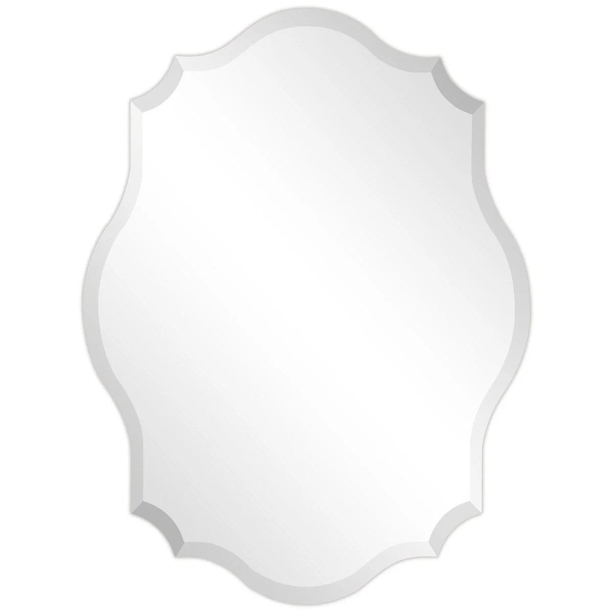 Frameless Beveled Oblong Elegant Scalloped Wall Mirror