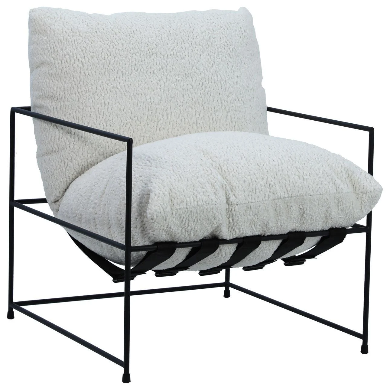 Black Strap Occasional Chair // Faux Shearling