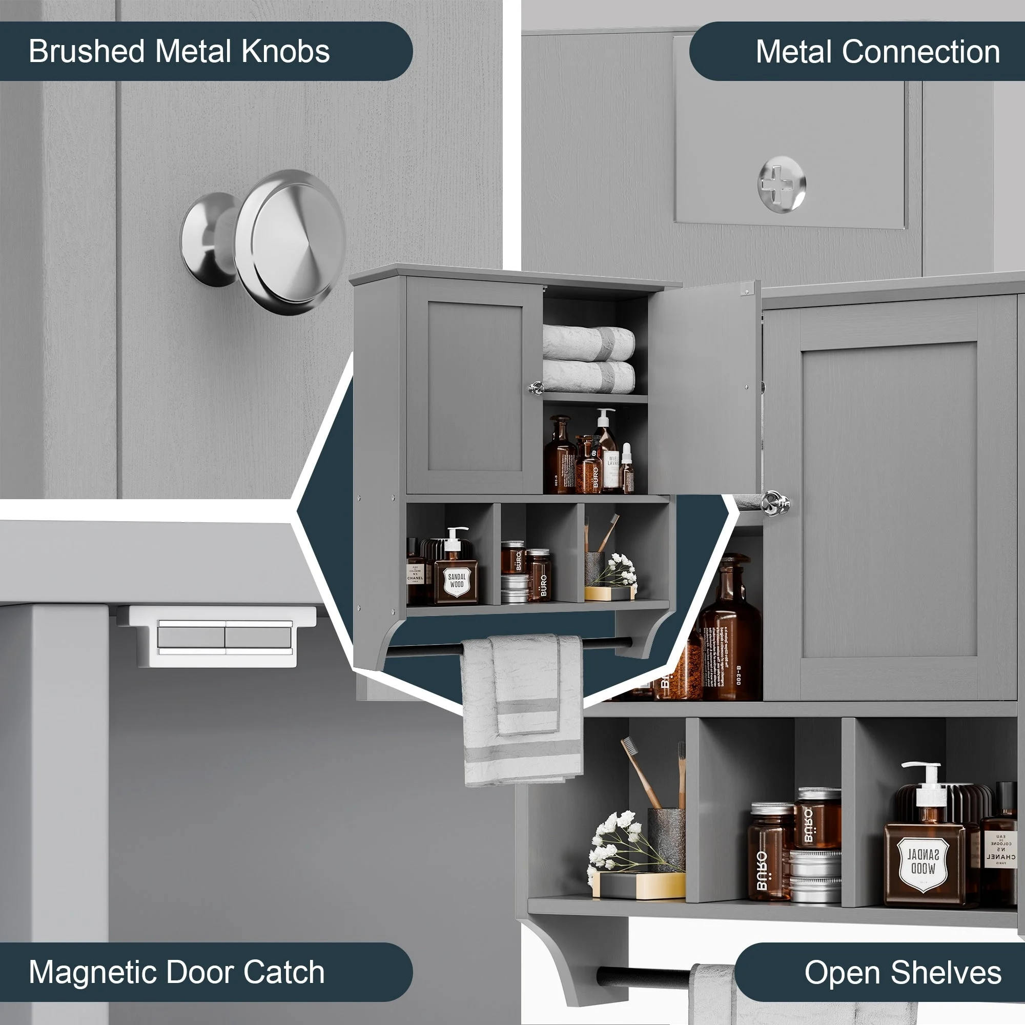 Futzca Bathroom Cabinet Wall Mounted, Storage Cabinet with Doors and Shelves