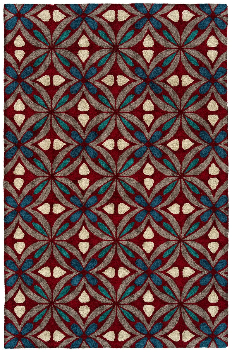 Kaleen Rugs Peranakan Tile Collection HPT02-25 Red Area Rug