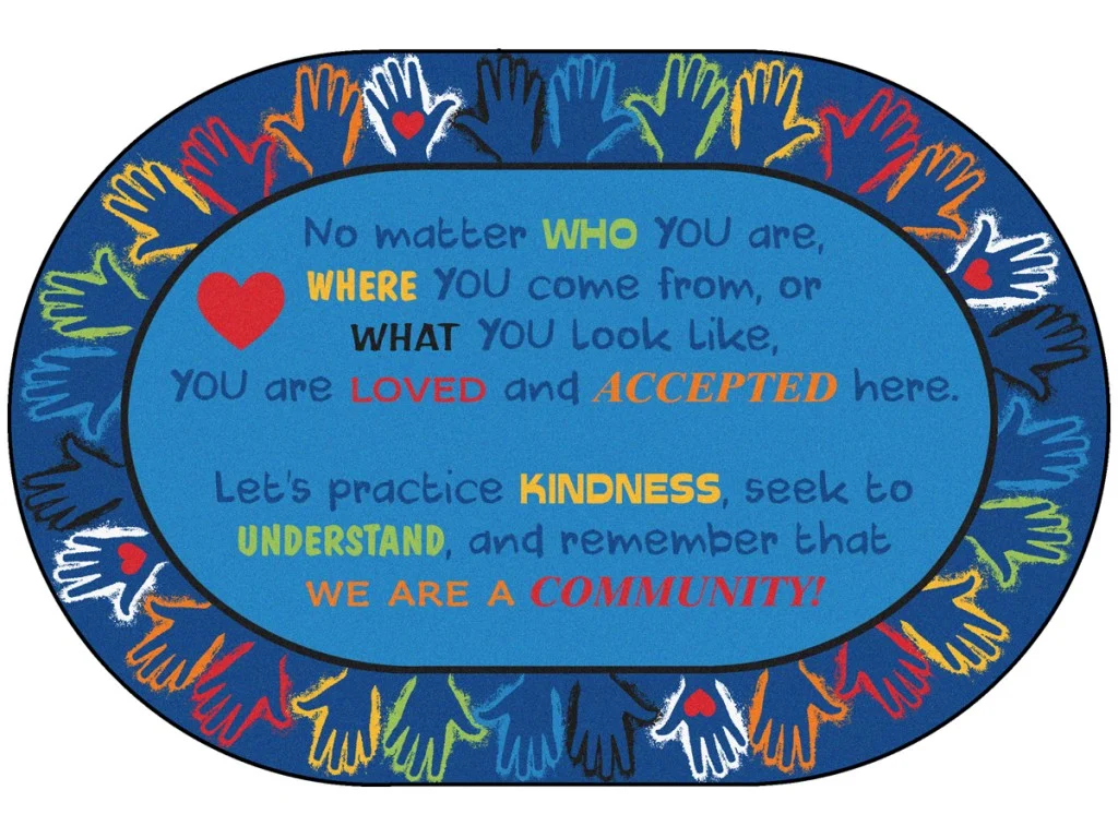 Carpets for Kids Hands Together Learning Rug for Diversity, Oval