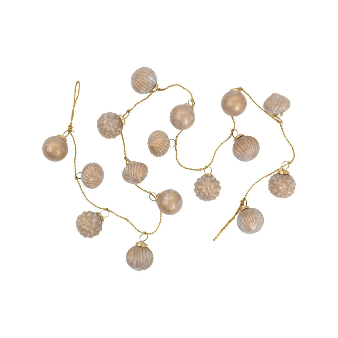 Marbled Taupe Mercury Glass Ornament Garland