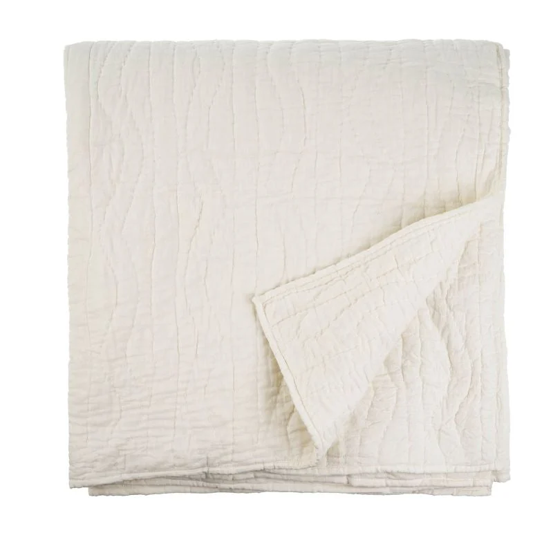 Cloud Kantha Bed Quilt, White