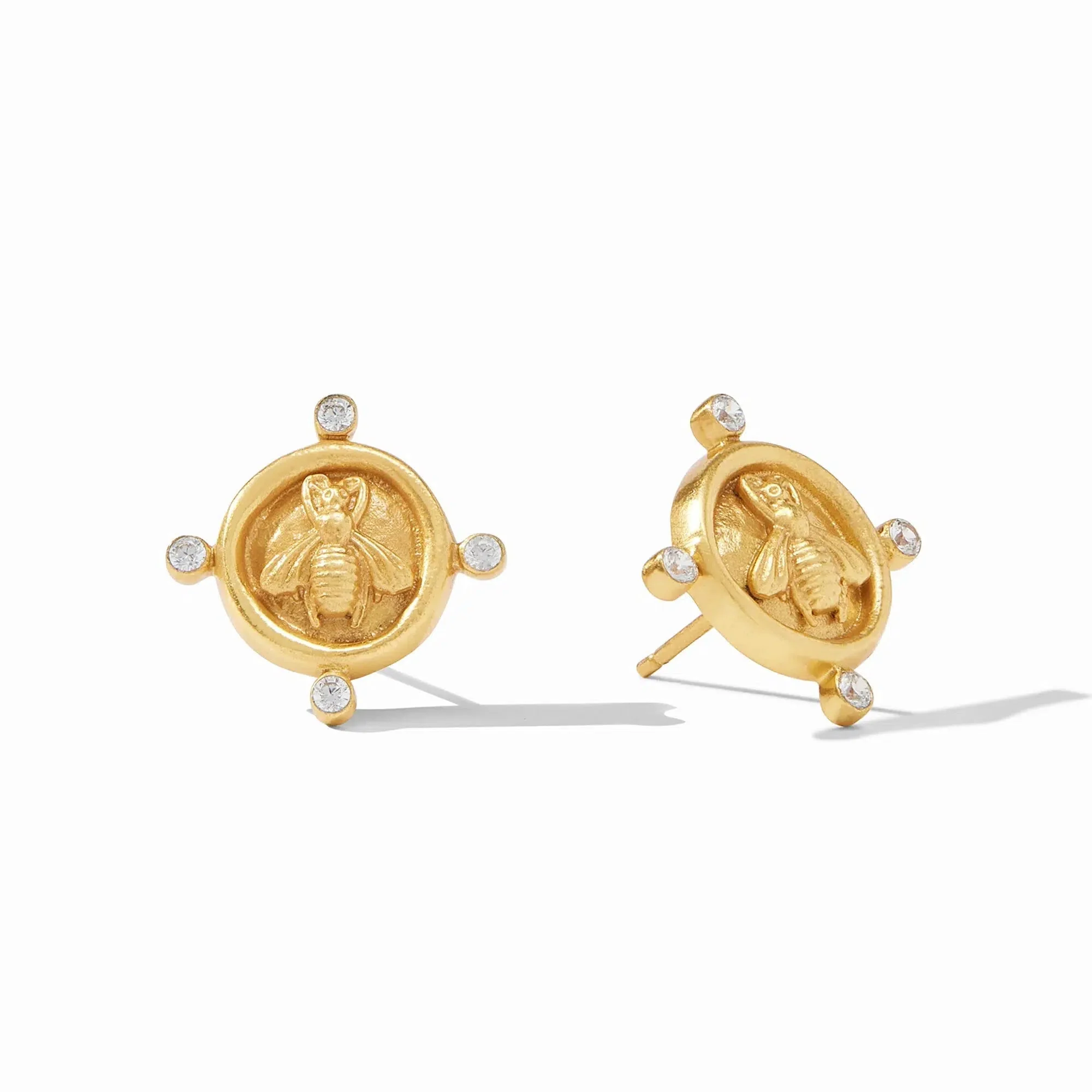 Bee Cameo Stud // Gold // Cubic Zirconia