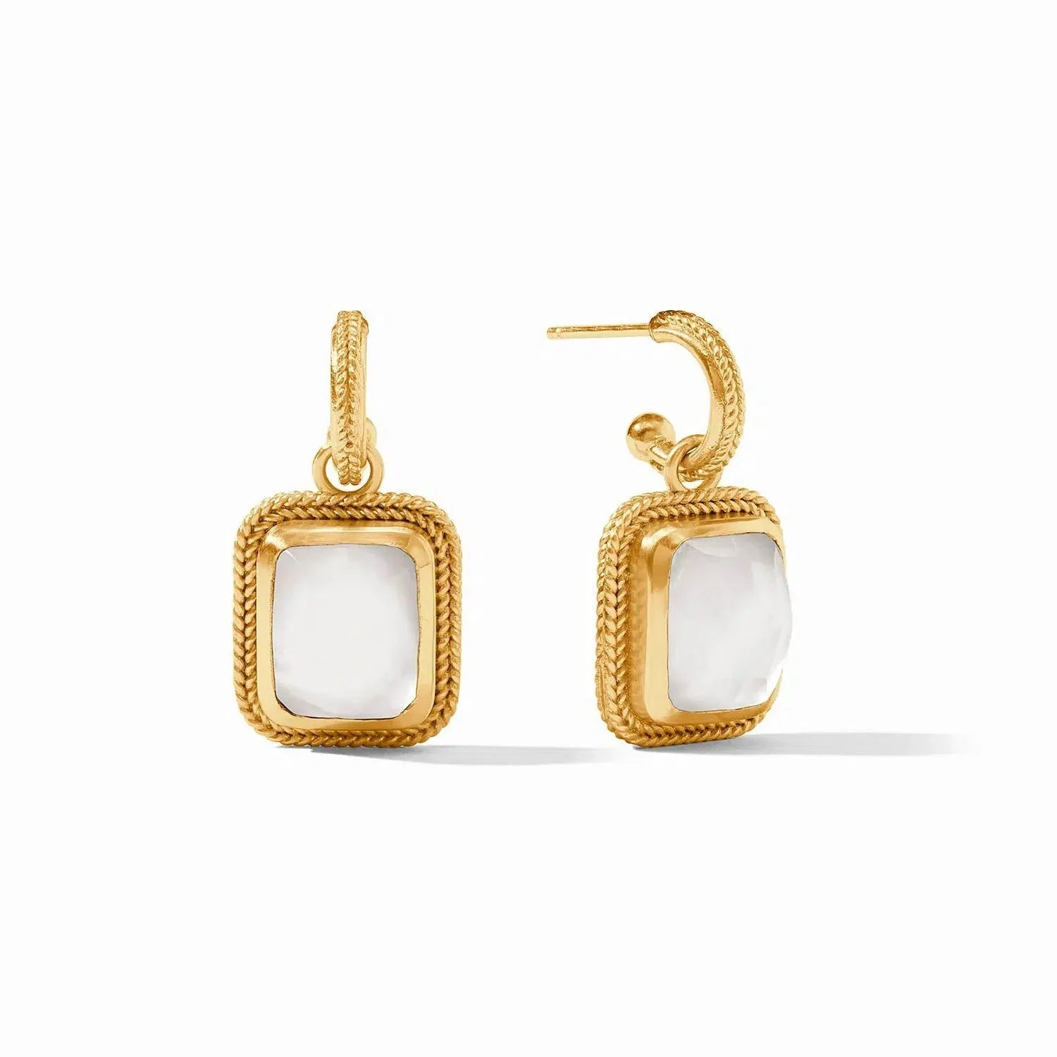 Cheval Hoop and Charm Earring // Iridescent Clear Crystal