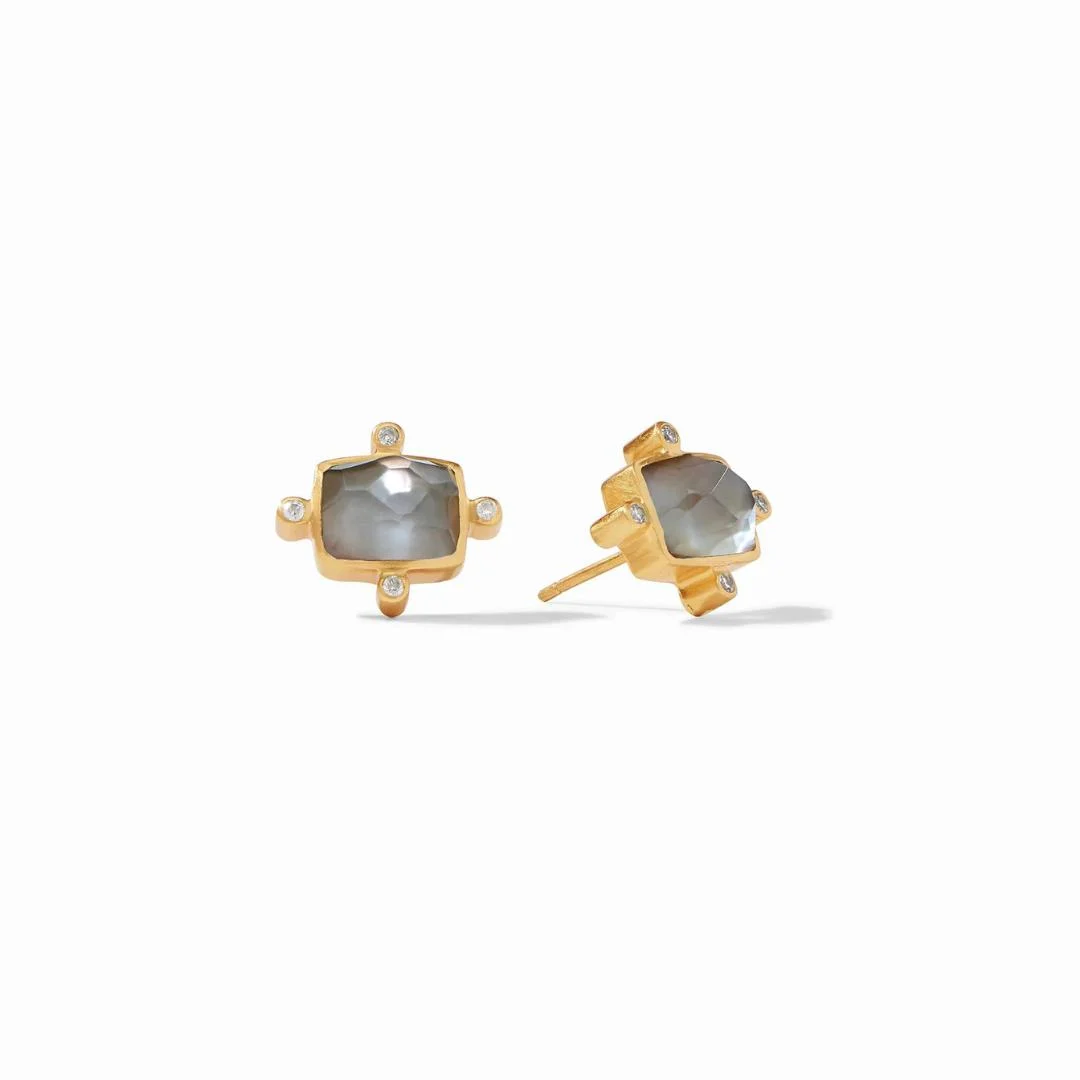 Clara Stud Earrings // Charcoal Blue