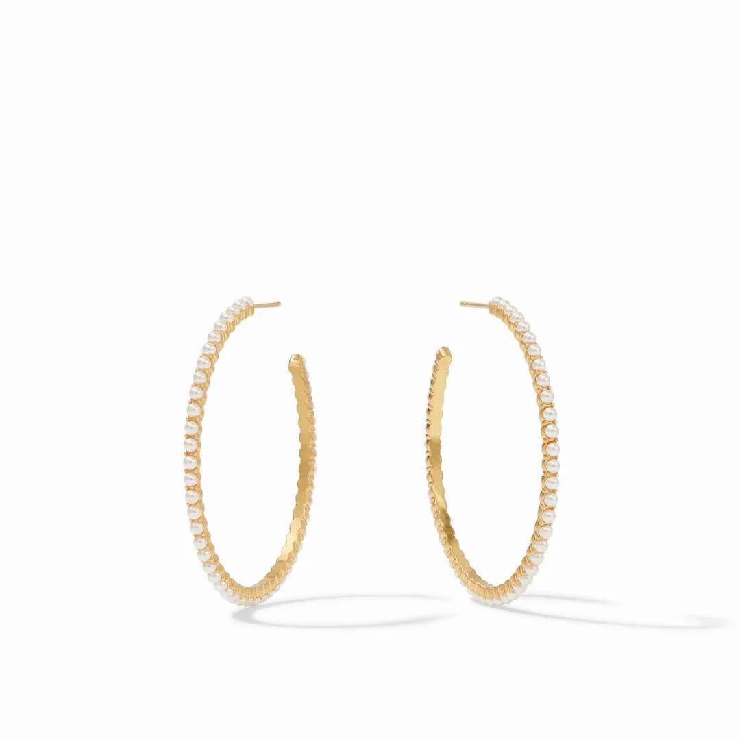 Juliet Pearl Hoop Earrings // 3 Sizes