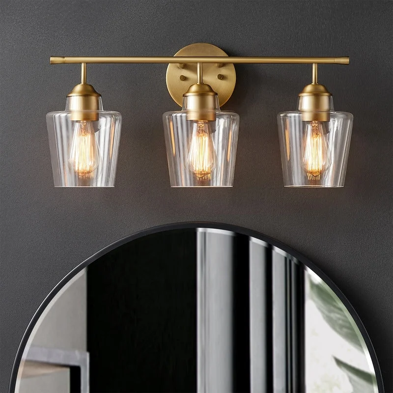 KAWOTI 3-Light Dimmable Bathroom Vanity Light with Glass Shade - L22 x W7 x H10.5