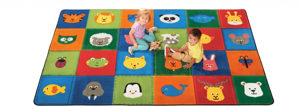 Carpets for Kids KIDSoft Animal Patchwork Classic Colors Learning Rug, Rectangle