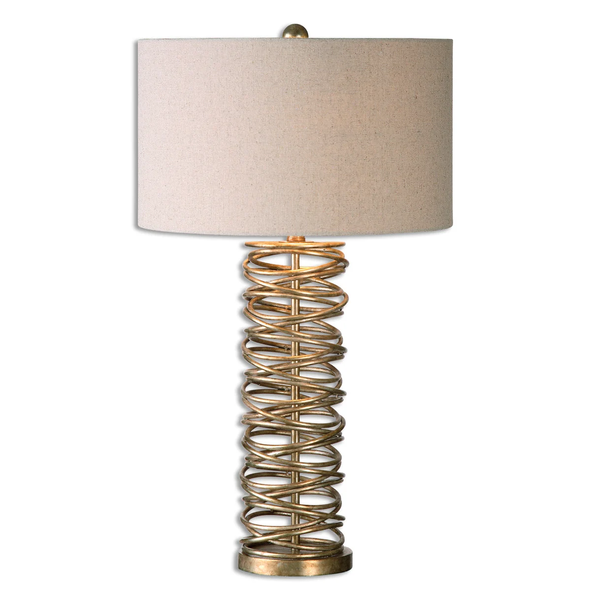 Uttermost Amarey Metal Ring Table Lamp – Brown and Silver Modern Accent