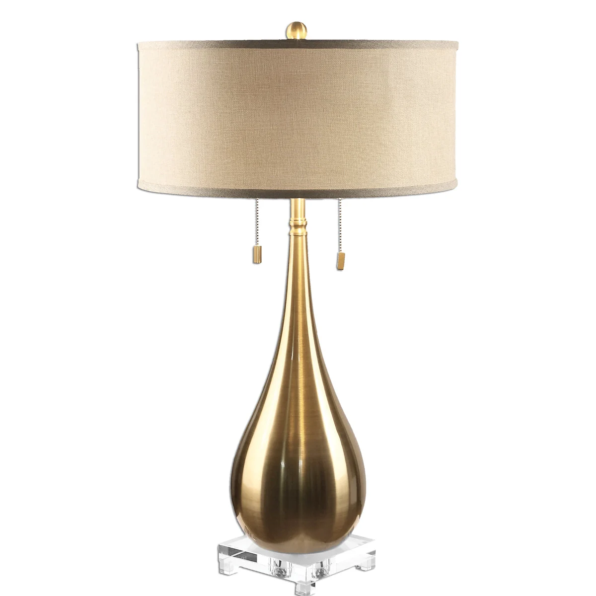 Uttermost Lagrima Brushed Brass Lamp – Elegant Metal & Crystal Table Lamp