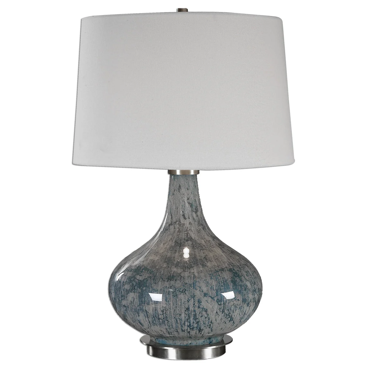 Uttermost Celinda Blue Gray Glass Lamp – Elegant Modern Table Lamp