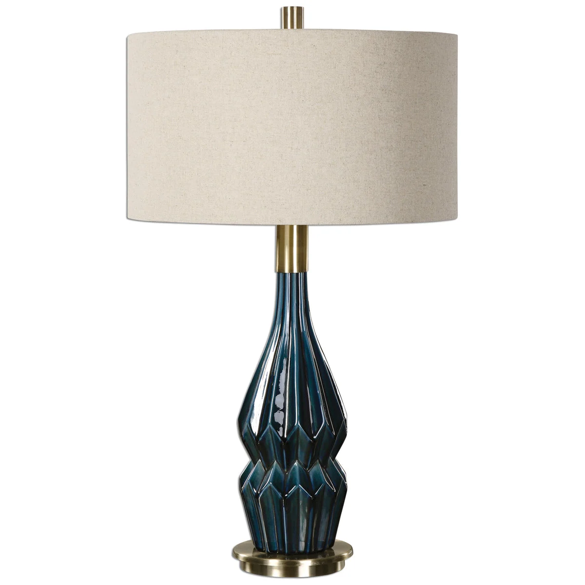 Uttermost Prussian Blue Ceramic Lamp – Elegant Brass & Ceramic Table Lamp