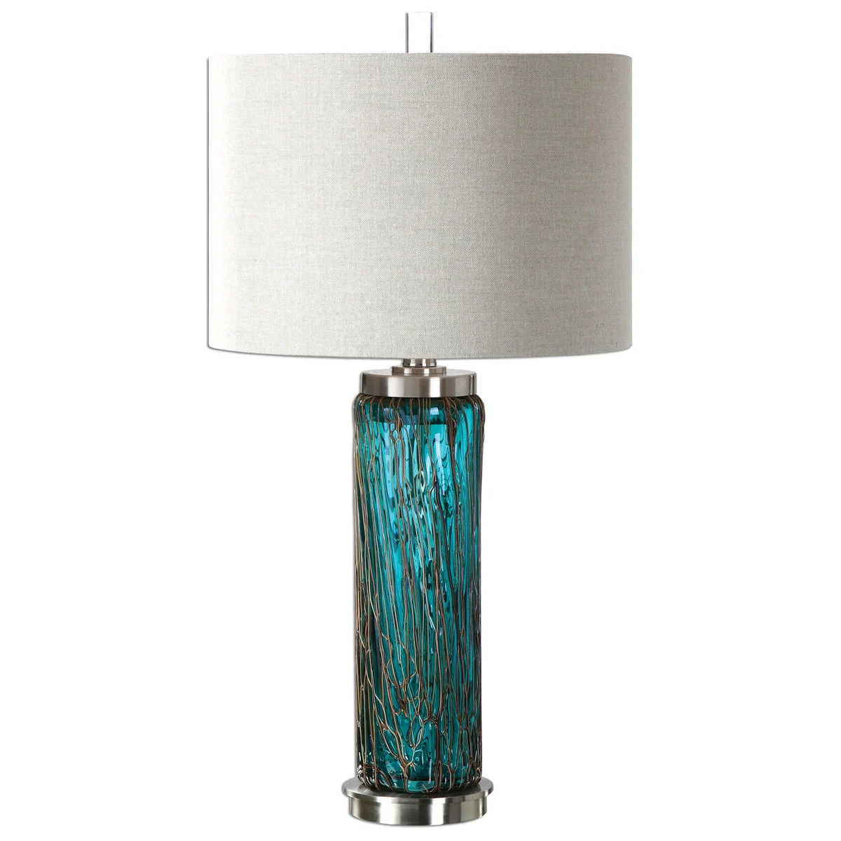 Uttermost Almanzora Blue Glass Lamp – Elegant Glass and Metal Table Lamp