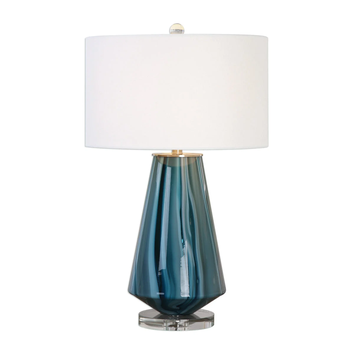 Uttermost Pescara Teal-Gray Glass Table Lamp – Elegant Designer Accent Lighting