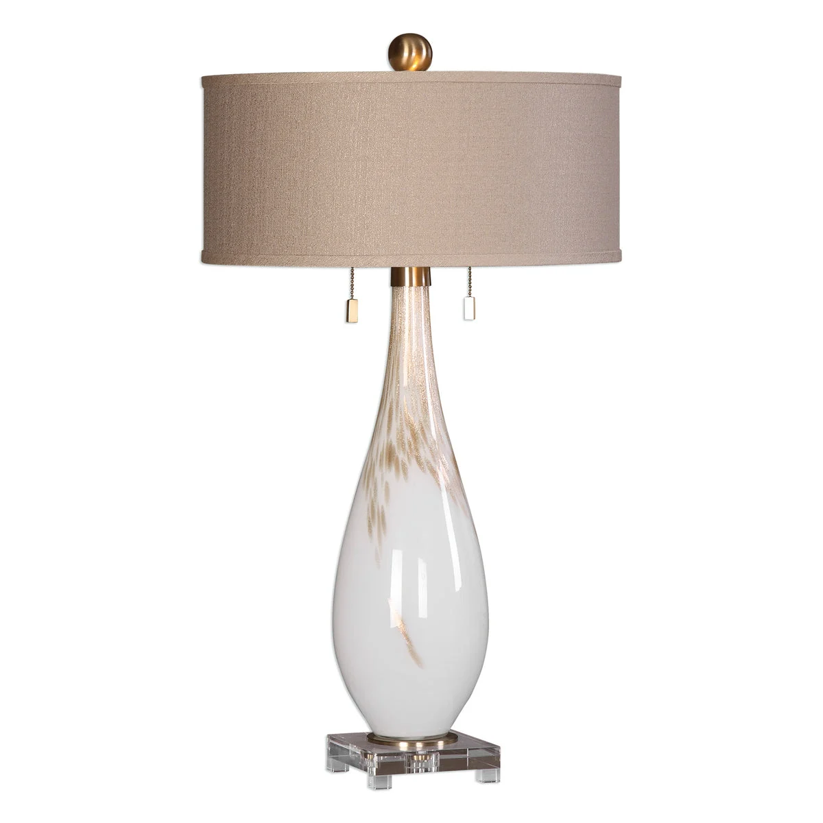 Uttermost Cardoni White Glass Table Lamp – Elegant Modern Lighting (Set of 2)