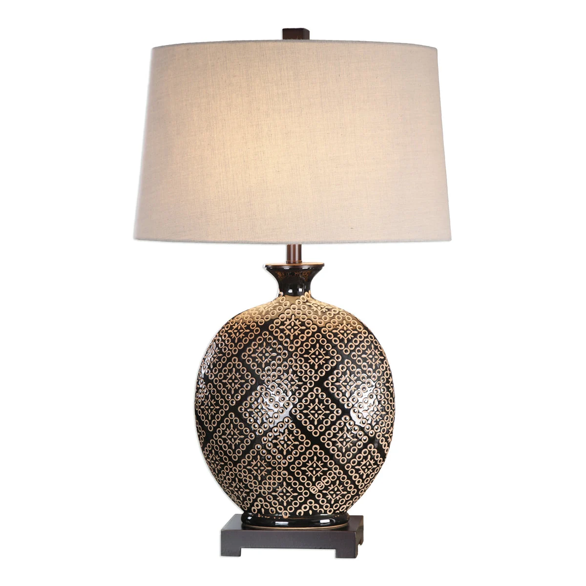 Uttermost 27526-1 Kelda Gloss Black Glazed Lamp
