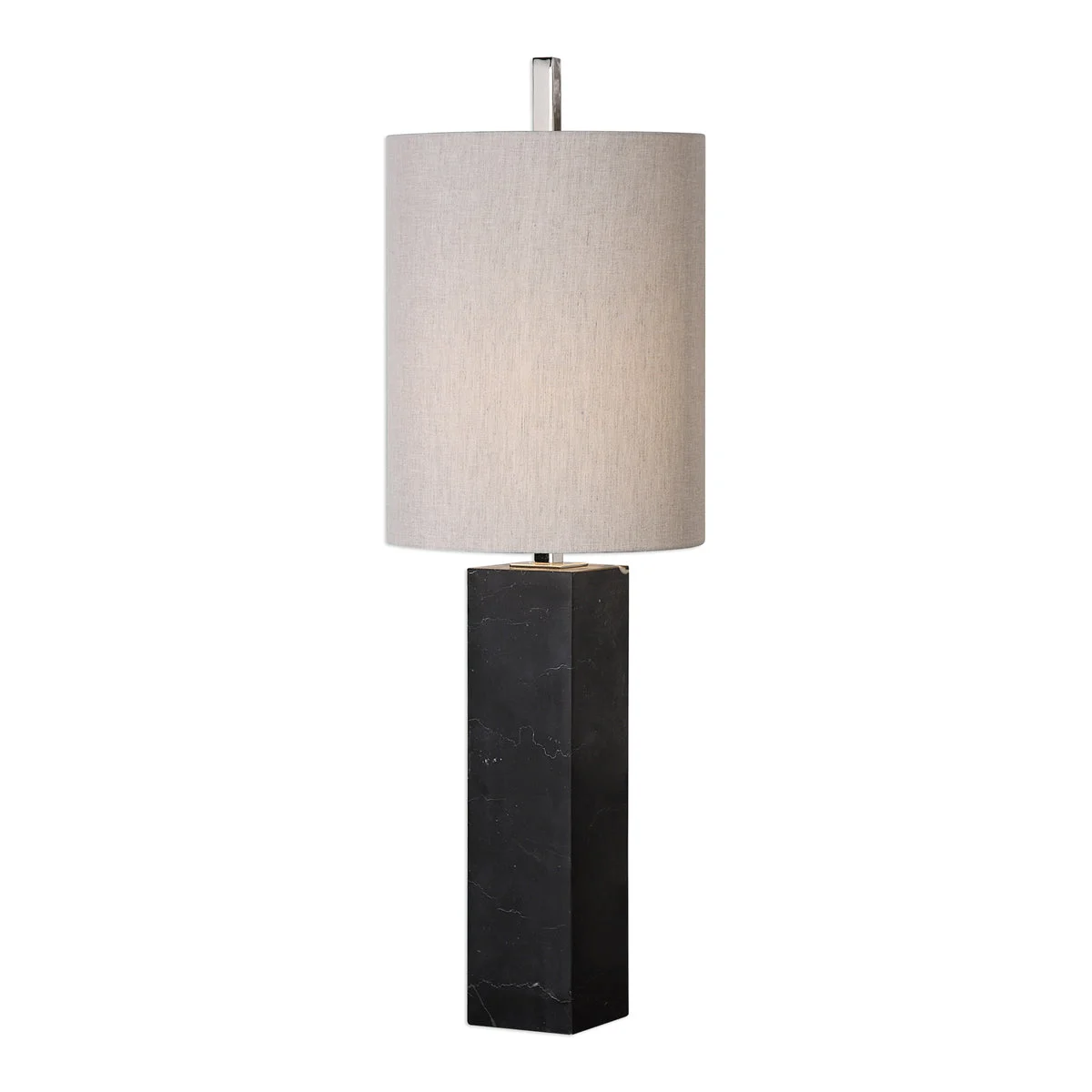 Uttermost Delaney Marble Column Accent Lamp – Iron & Marble, 32" Height, Beige Linen Shade, Polished Nickel Accents
