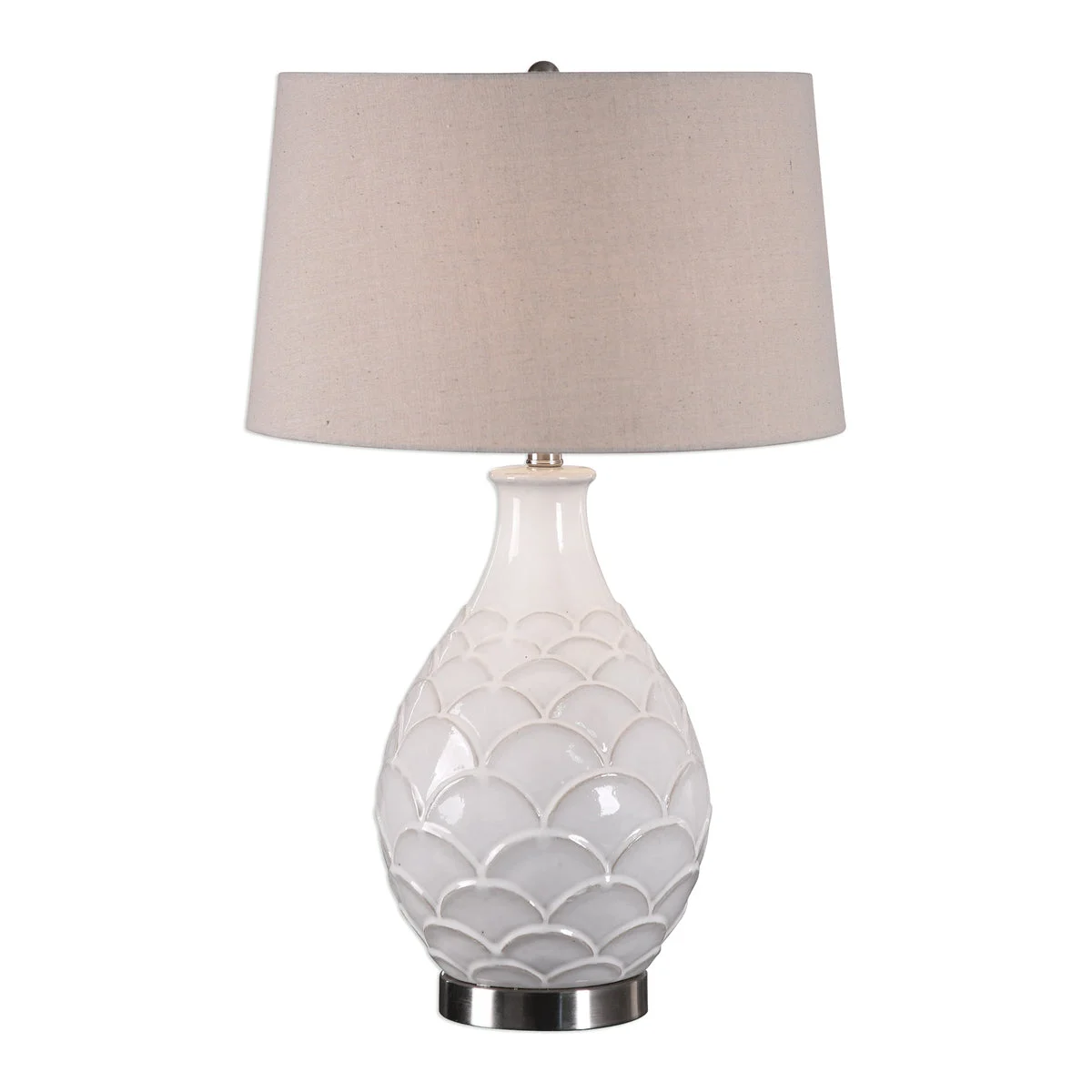 Uttermost Camellia Glossed White Table Lamp – Elegant Designer Accent Lighting