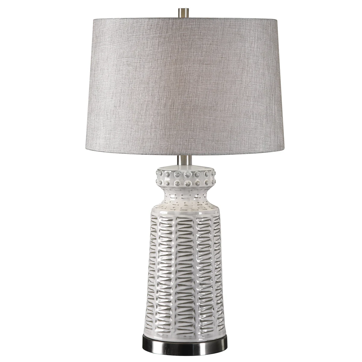 Uttermost Kansa Distressed White Table Lamp – Elegant Designer Accent Lighting