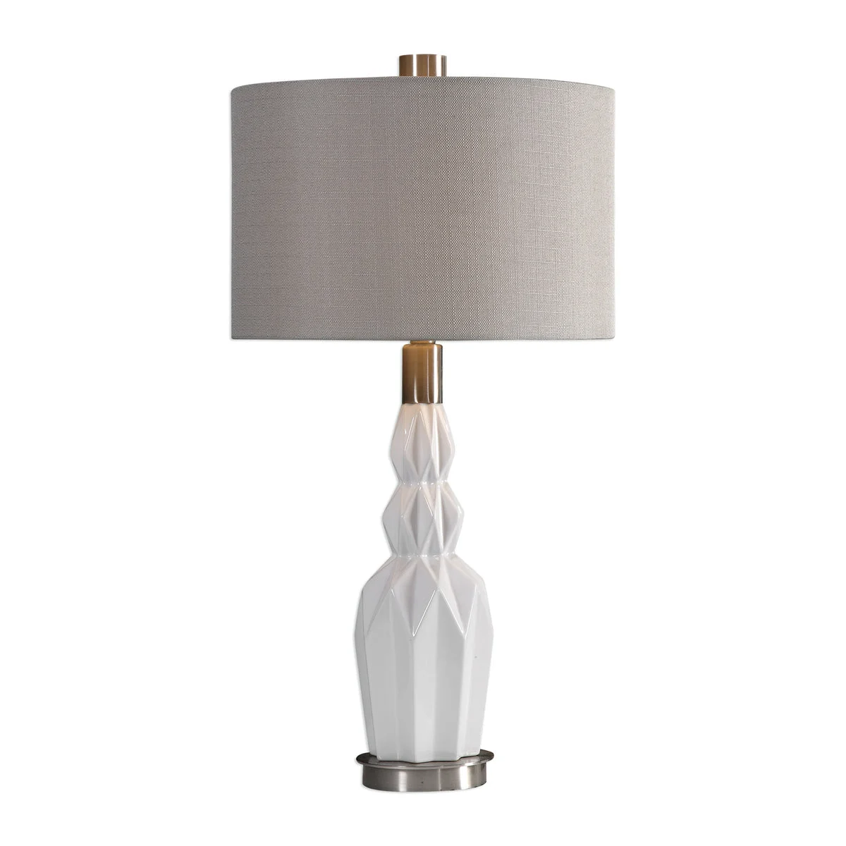 Uttermost 27714-1 Cabret Gloss White Ceramic Table Lamp