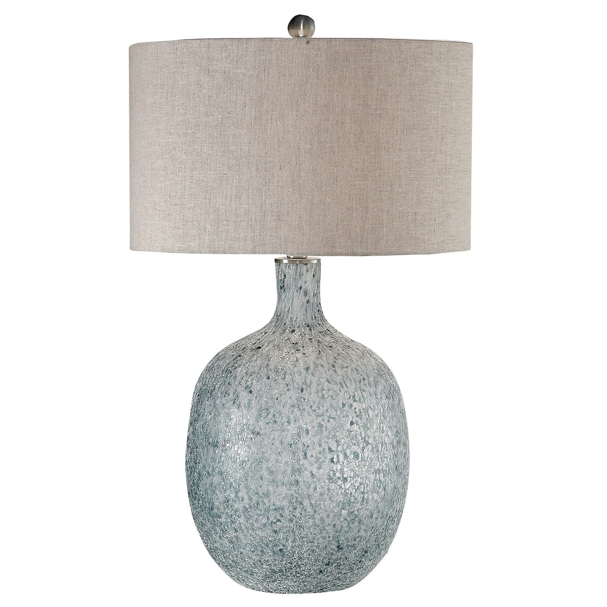 Uttermost Oceaonna Glass Table Lamp – Blue Textured Finish with Linen Shade, 30” Height, Coastal Style