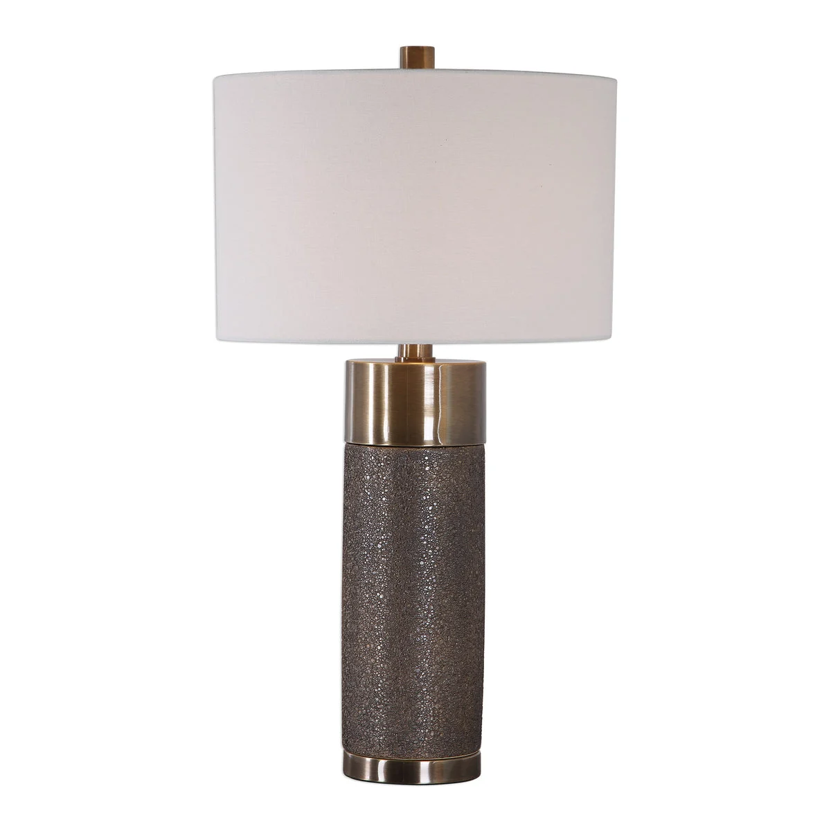 Uttermost Brannock Bronze Table Lamp – 31.5” Textured Ceramic Base with Brass Accents and Linen Shade