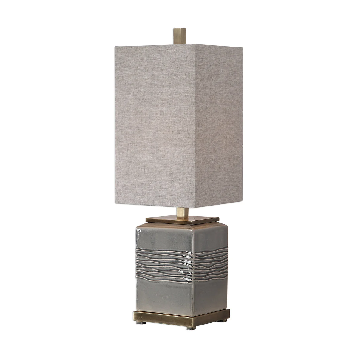 Uttermost Covey Gray Glaze Buffet Lamp – 31.75” Ceramic, Fabric & Iron Accent Light