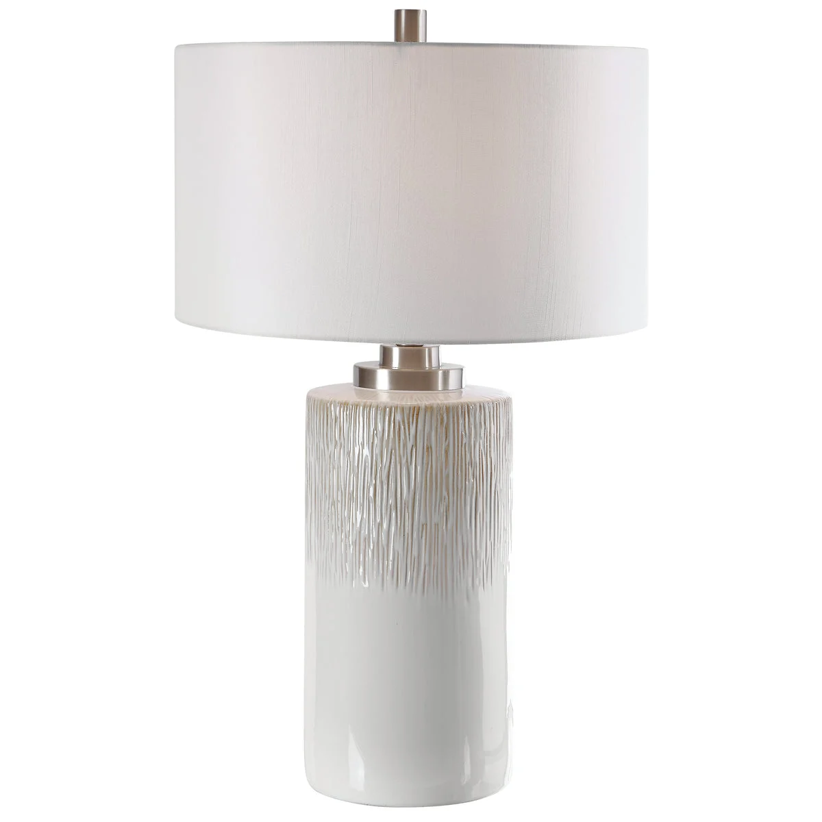 Uttermost Georgios Cylinder Table Lamp – Iron and Ceramic with Linen Shade