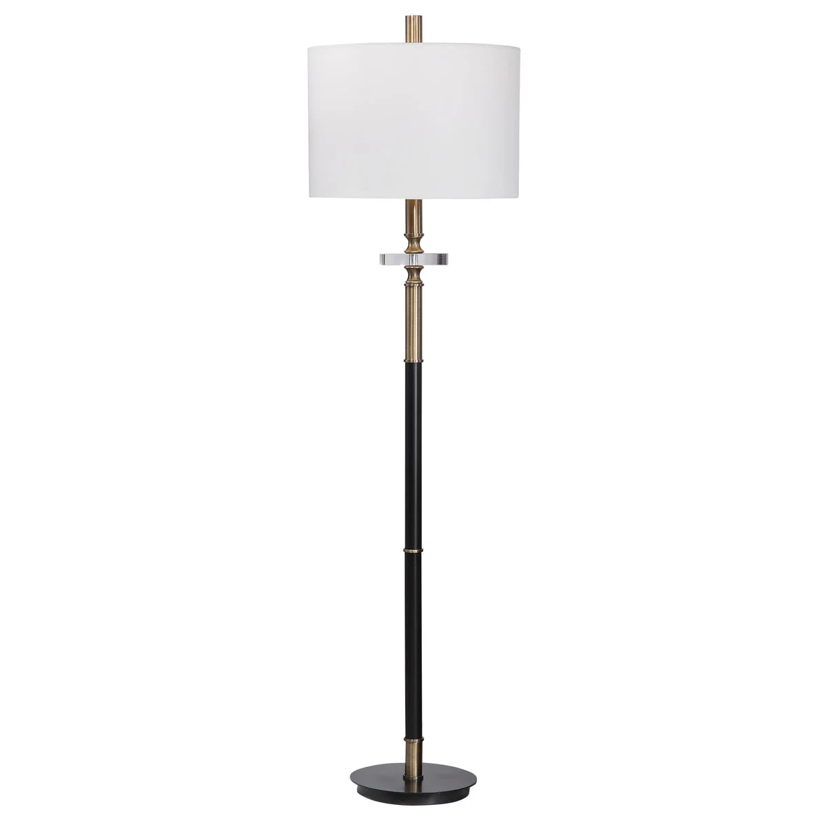 Uttermost Maud Aged Black Floor Lamp – Elegant Steel & Crystal Standing Light