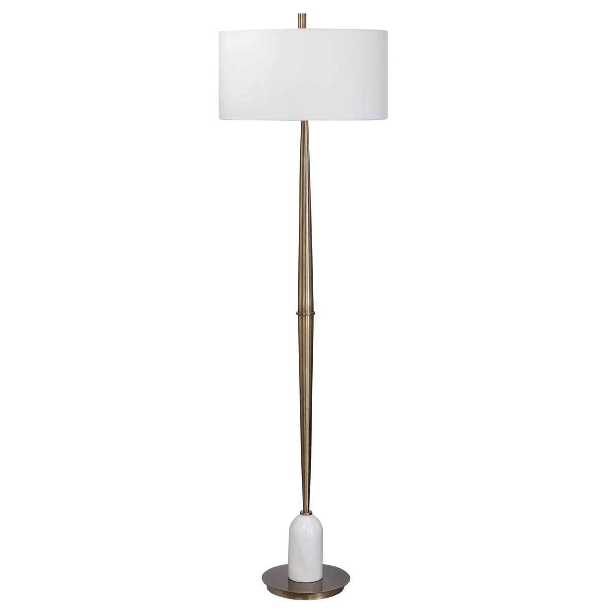 Uttermost 28197 Minette Mid-Century Floor Lamp with Antique Brass and Marble Accent