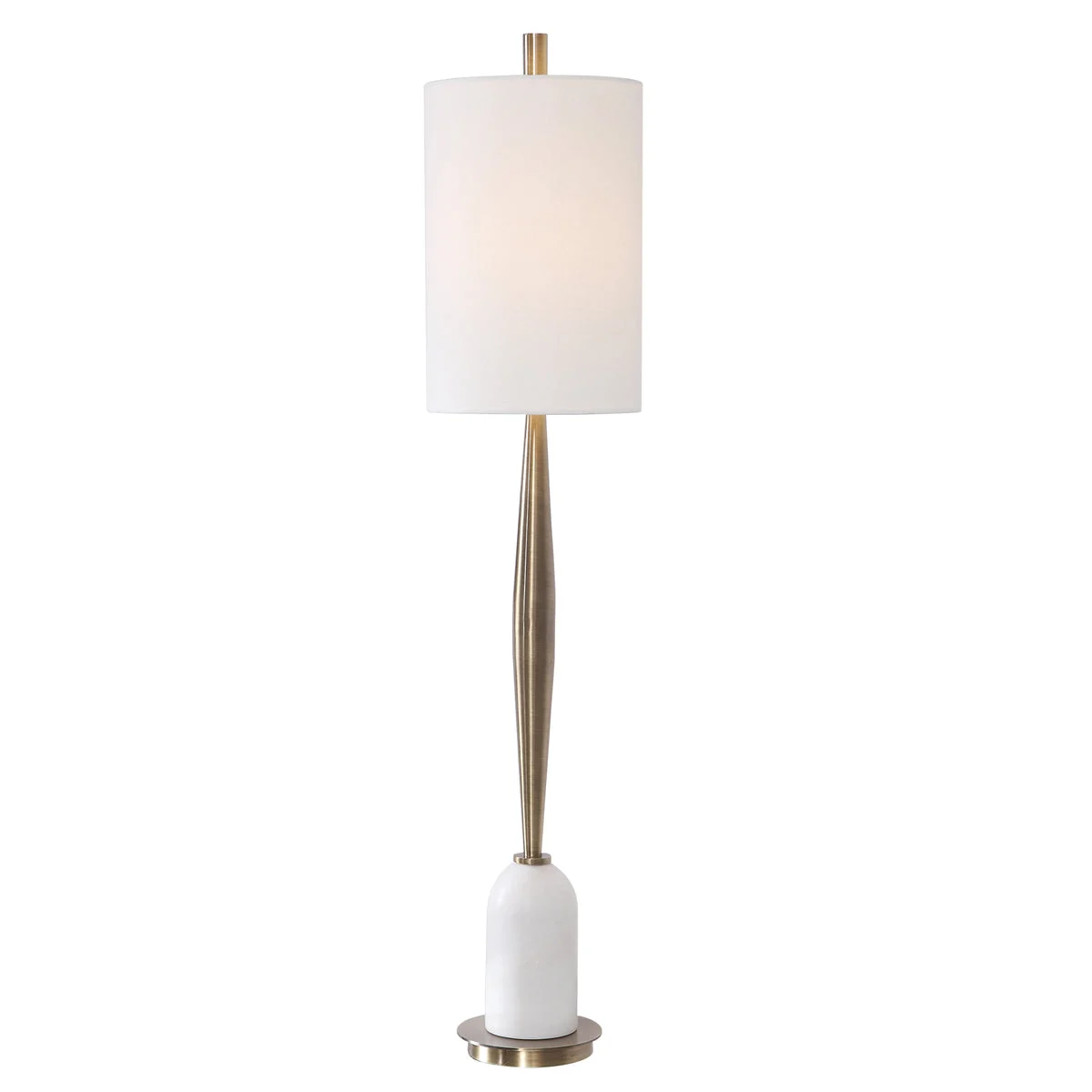 Uttermost Minette Mid-Century Buffet Lamp – Steel, Marble & Fabric, 40″