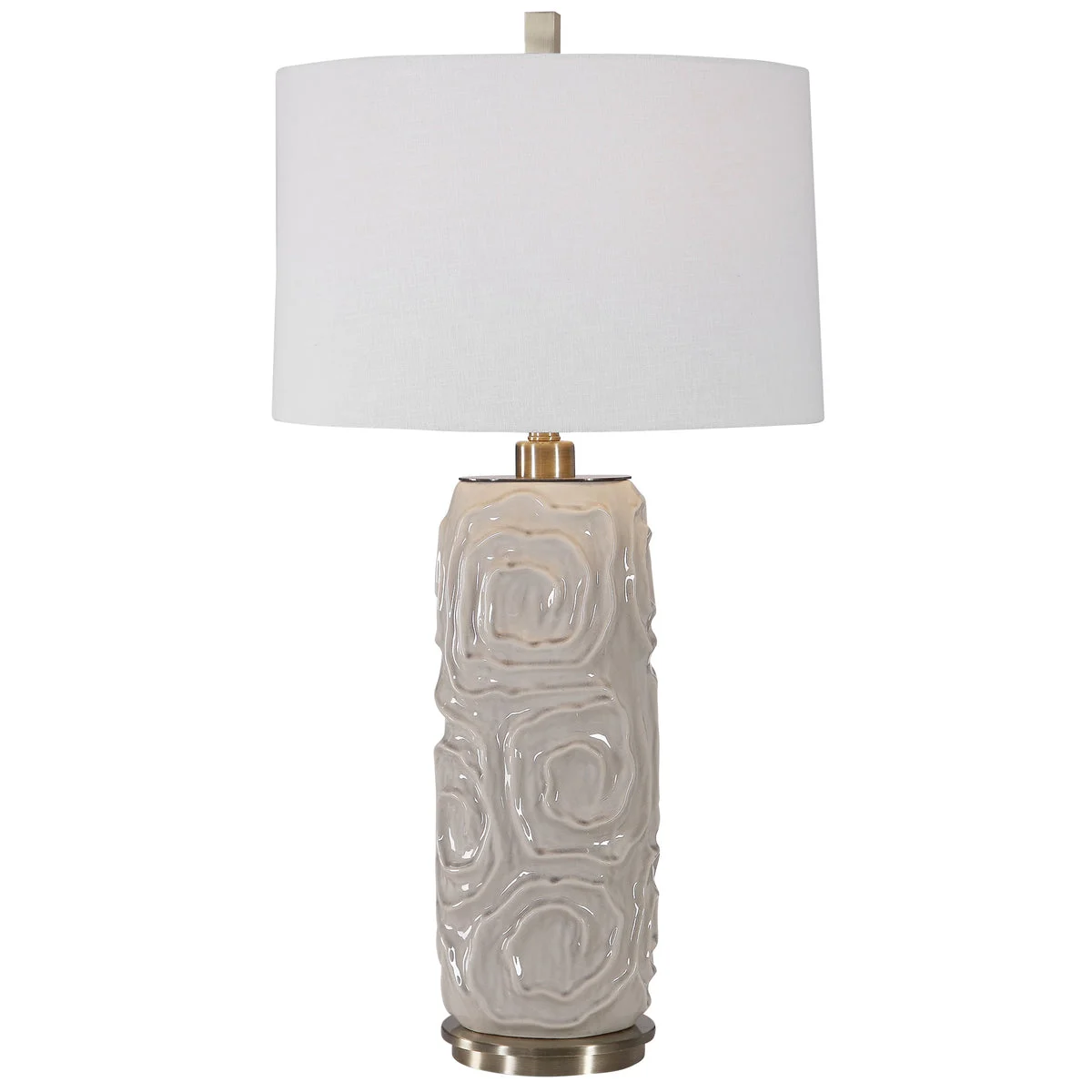 Uttermost Zade Warm Gray Table Lamp – Ceramic and Iron with Fabric Shade