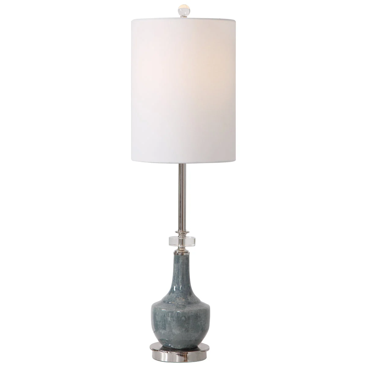 Uttermost Piers Mottled Blue Buffet Lamp – Steel, Ceramic & Fabric, 33.25″