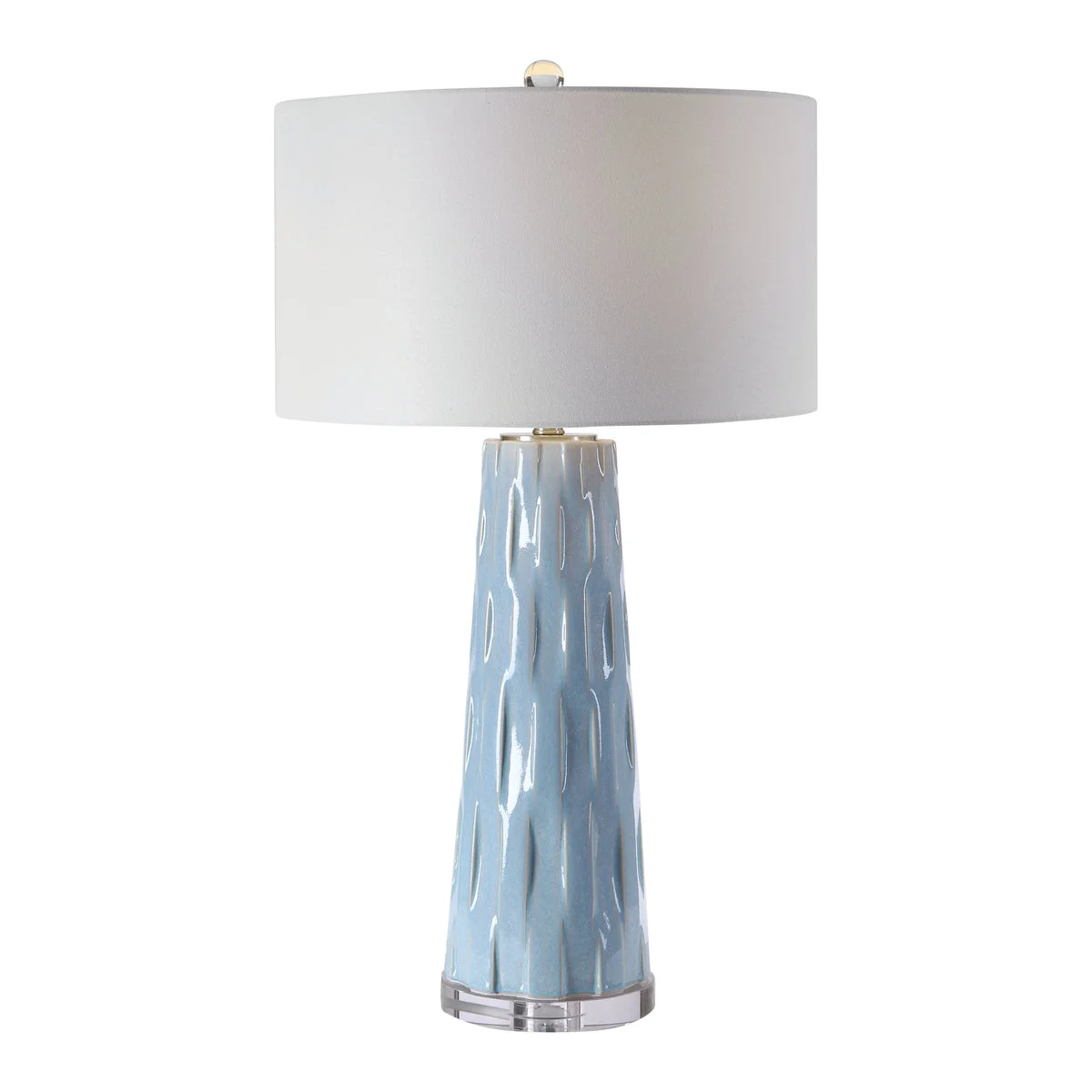 Uttermost 28269 Brienne Light Blue Table Lamp with Crystal Foot