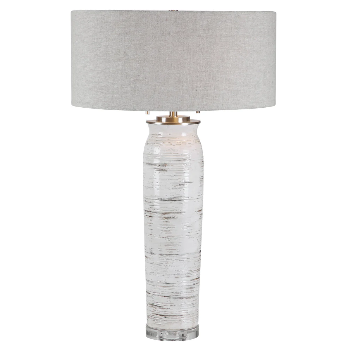 Uttermost 28275 Lenta White Table Lamp with Birch Inspired Ceramic Base and Crystal Foot
