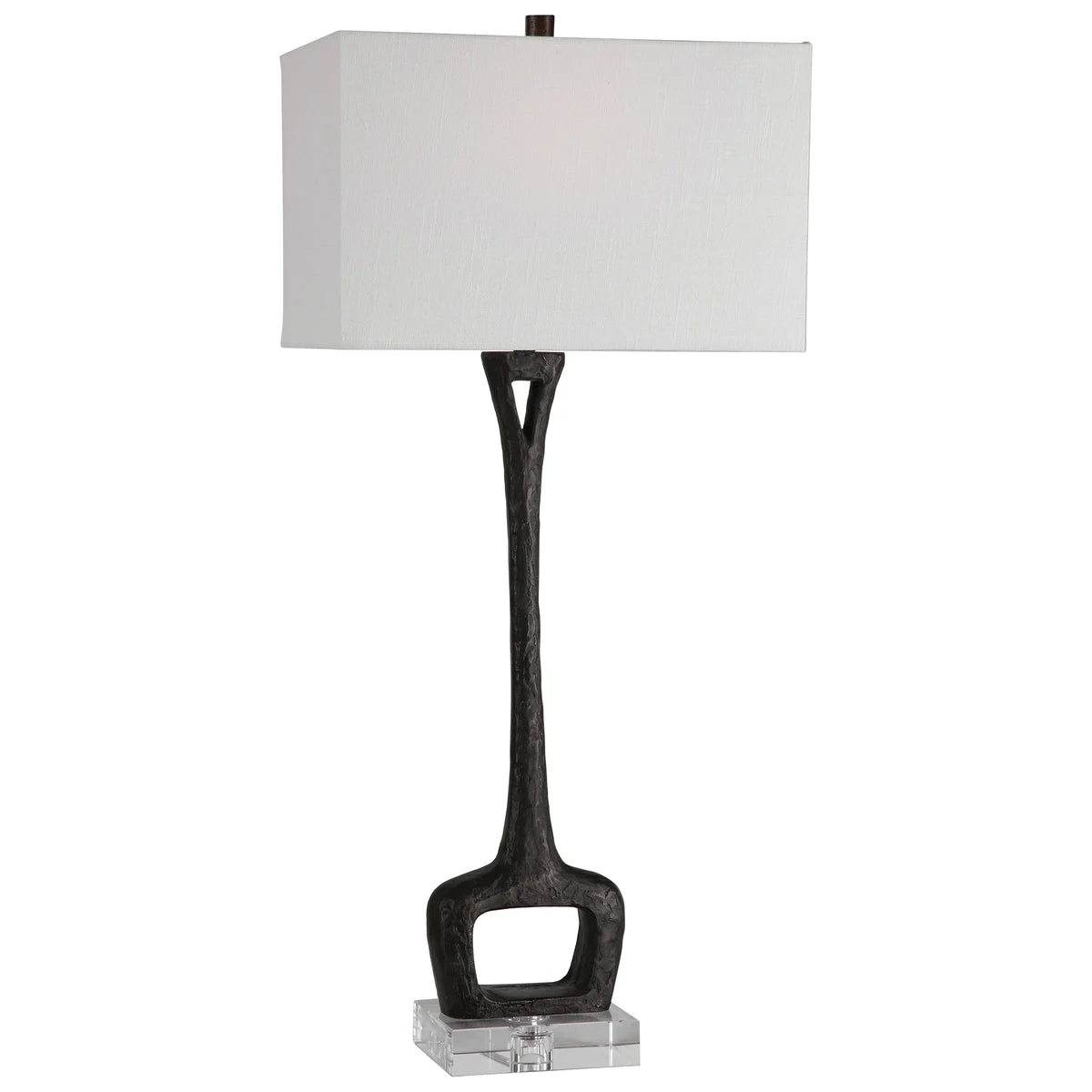 Uttermost Darbie Iron Table Lamp – 35.75” Tall Cast Iron Base with Aged Black Finish & Crystal Foot