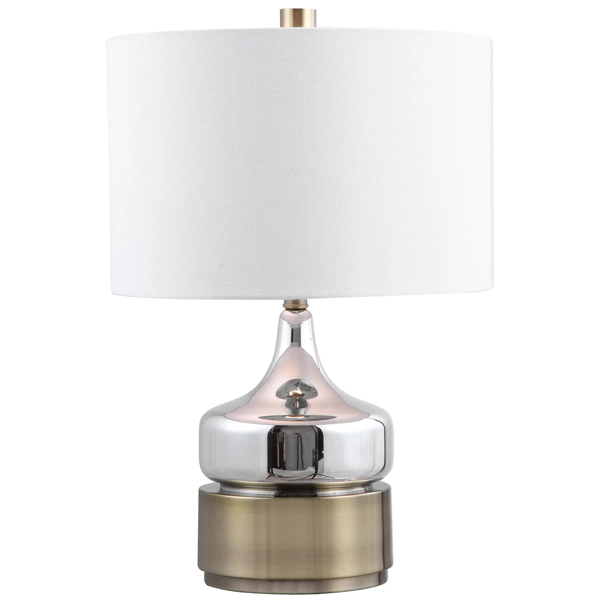 Uttermost Como Chrome Table Lamp – 23” Mid-Century Glass Base with Antique Brass Accents