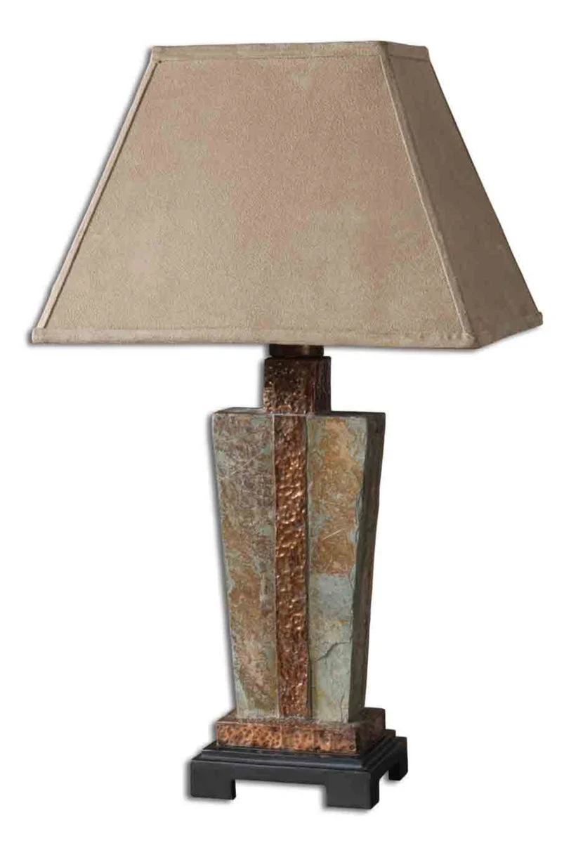 Uttermost Slate Accent Lamp – Poly, Slate & Copper Modern Table Lamp