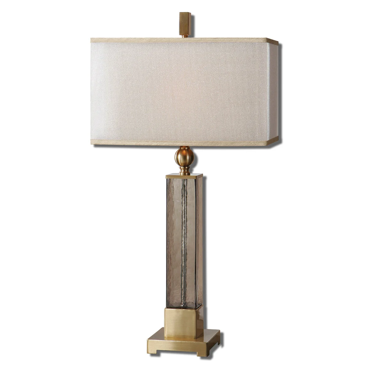 Uttermost Caecilia Amber Glass Table Lamp – Metal Base with Fabric Shade