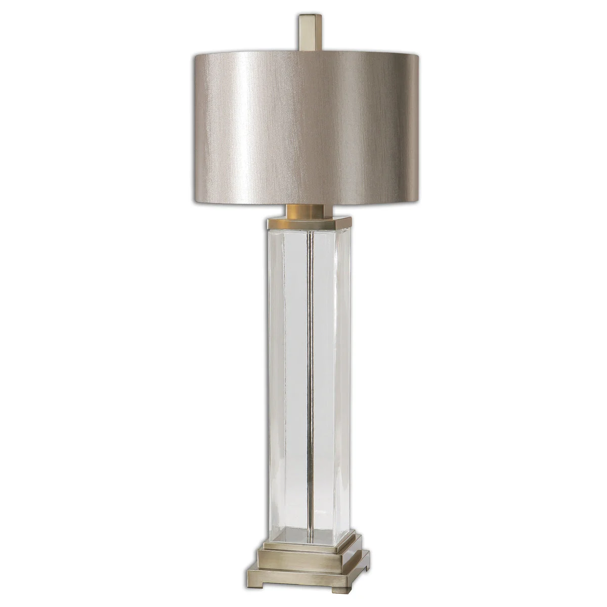 Uttermost Drustan Clear Glass Table Lamp – Tall Bronze and Silver Accent Lighting