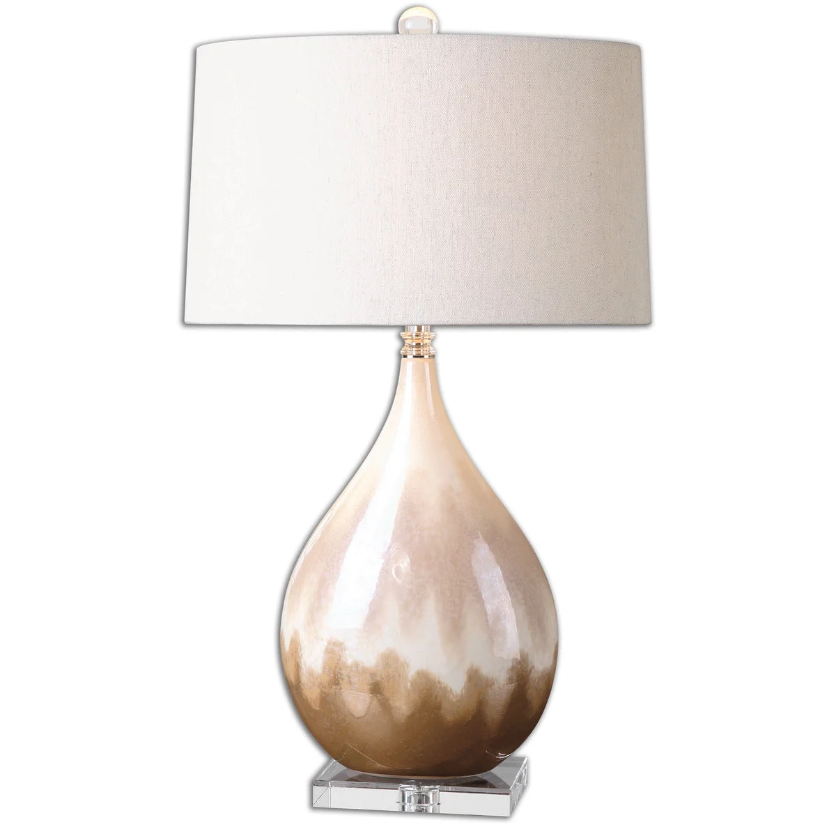 Uttermost Flavian Glazed Lamp – Ceramic Base with Crystal Details, Modern Style