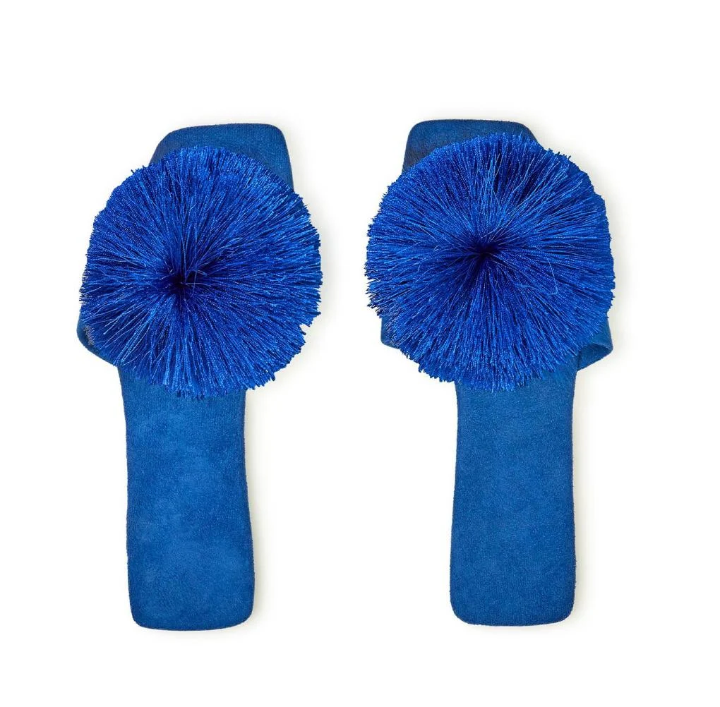 Cobalt Pom Pom Slides