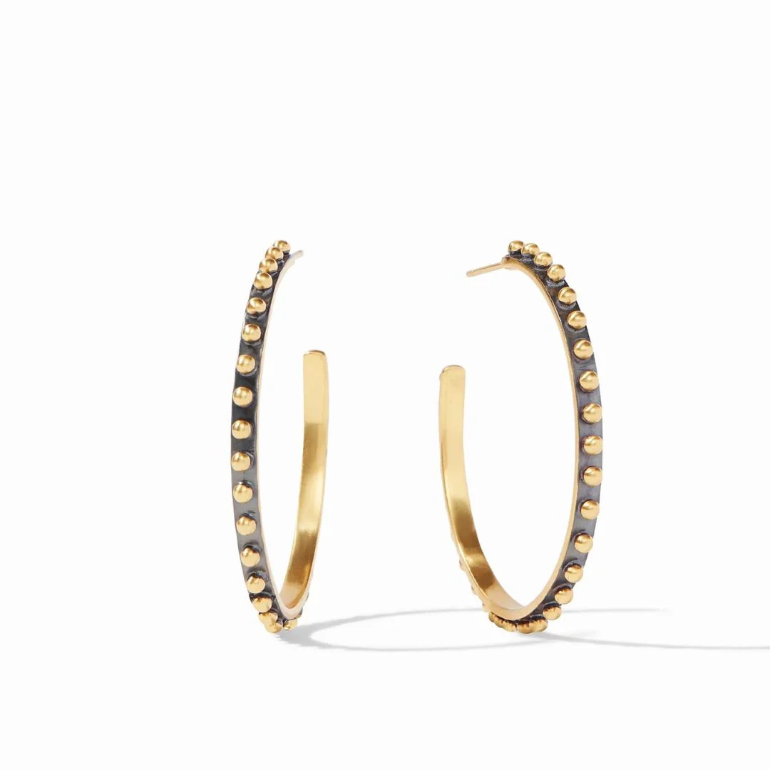 SoHo Mixed-Metal Beaded Hoop Earrings