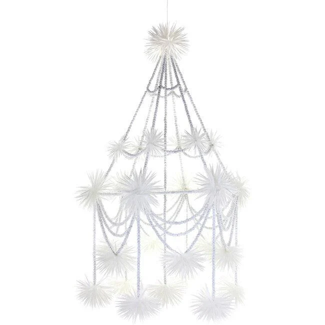 Beaded Pajaki Chandelier in White