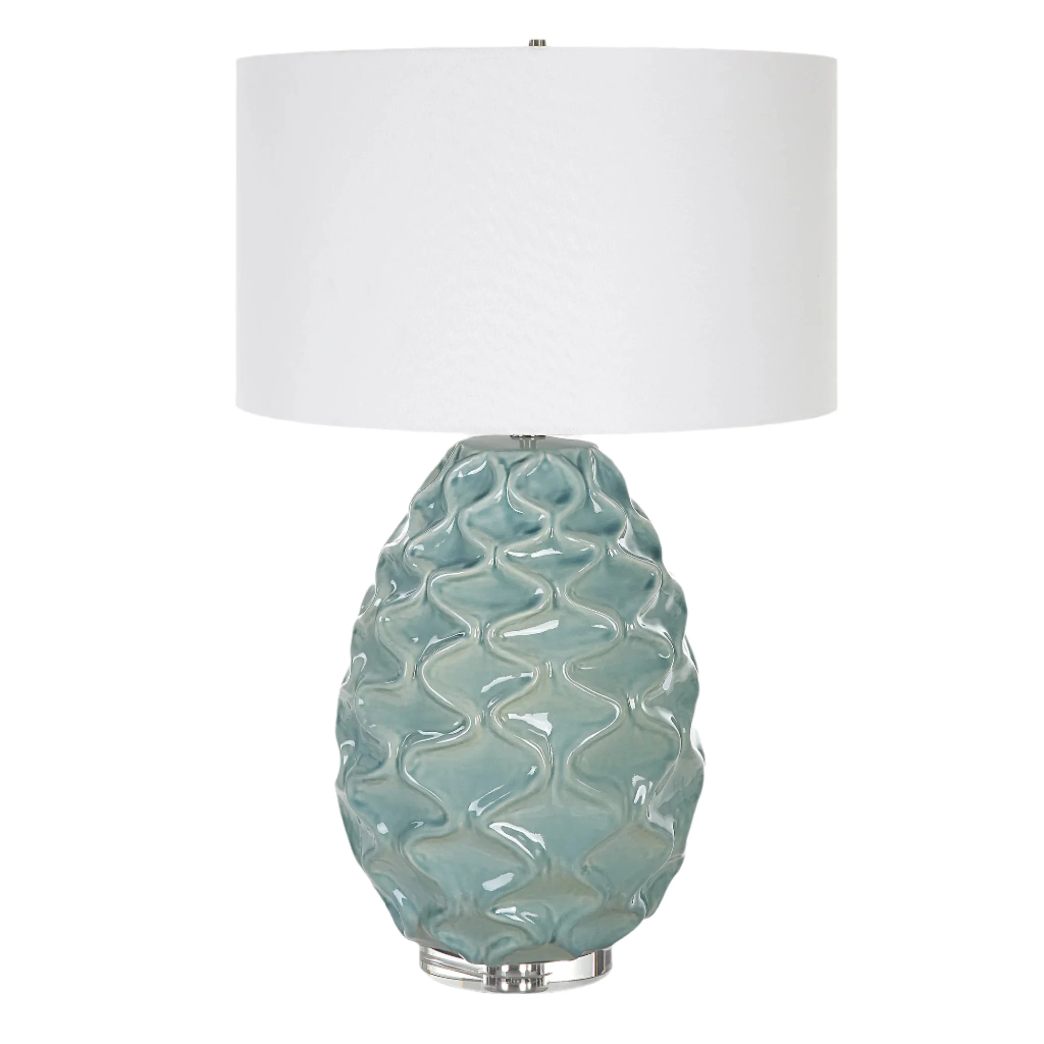 Laced Up Sea Foam Glass Table Lamp