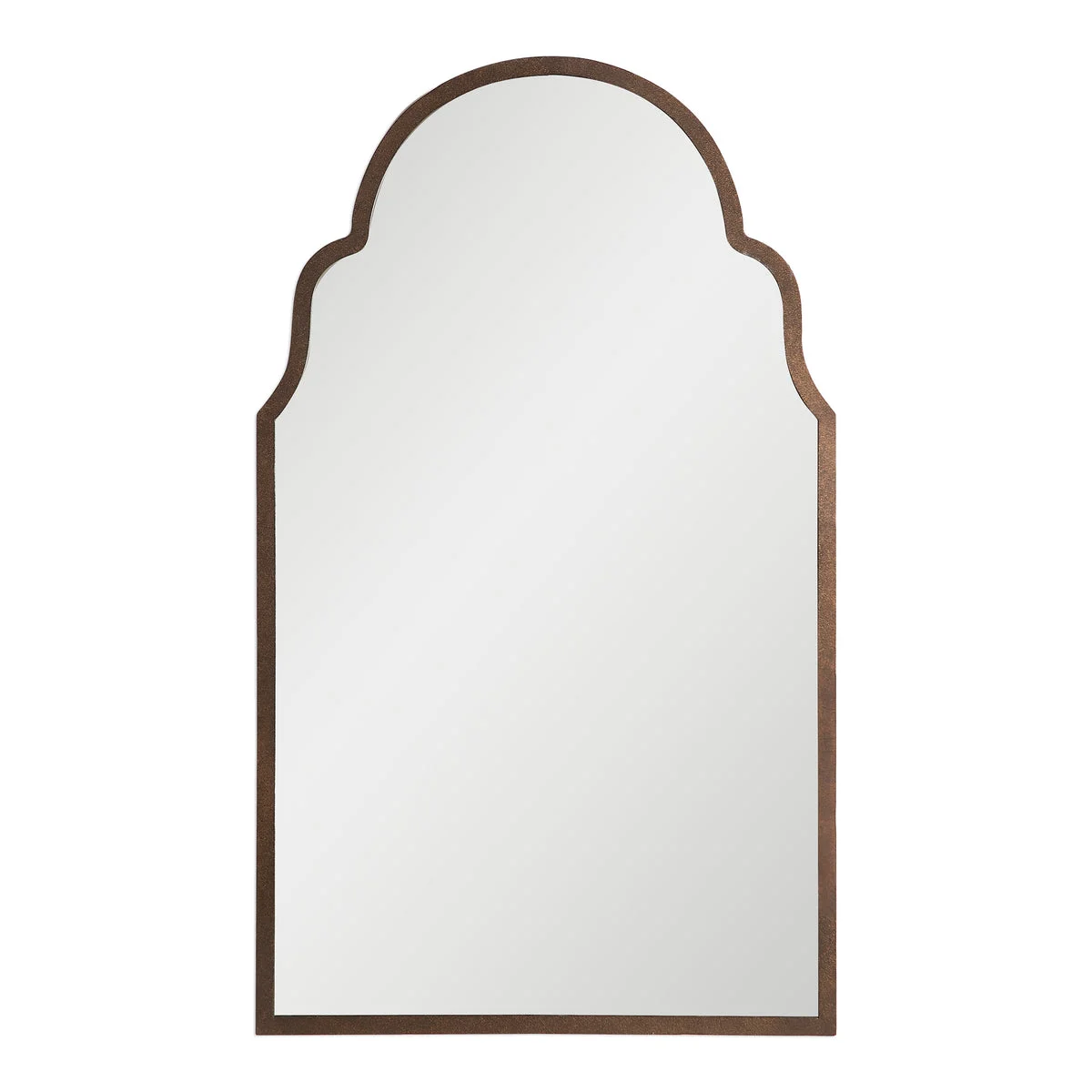 Uttermost Brayden Arch Metal Mirror, Forged Frame in Dark Brown with Gold Highlights, 40.75" H × 24.25" W