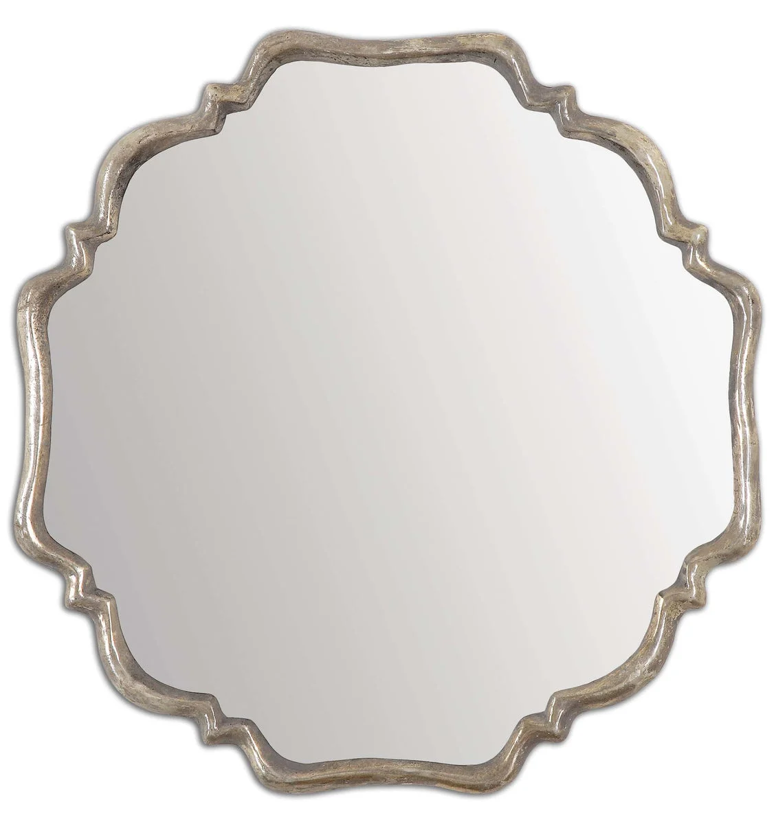 Uttermost Valentia Silver Mirror, Plated Oxidized Silver Frame with Rust Gray Wash, 32" H × 32" W, Iron Frame